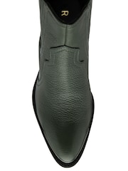 Ravel Green Leather Zip Up Ankle Boots - Image 4 of 4