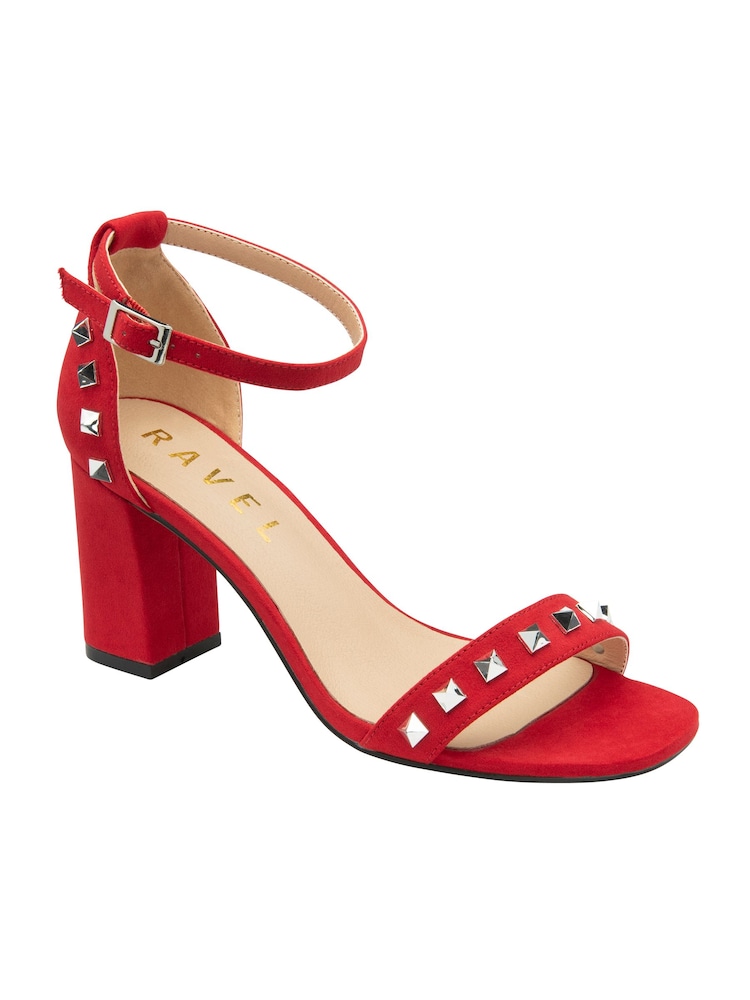 Ravel Red Open Toe Block Heel Sandals - Image 1 of 4