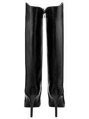 Ravel Black Reptile-Print Stiletto-Heel Knee-High Boots - Image 3 of 4