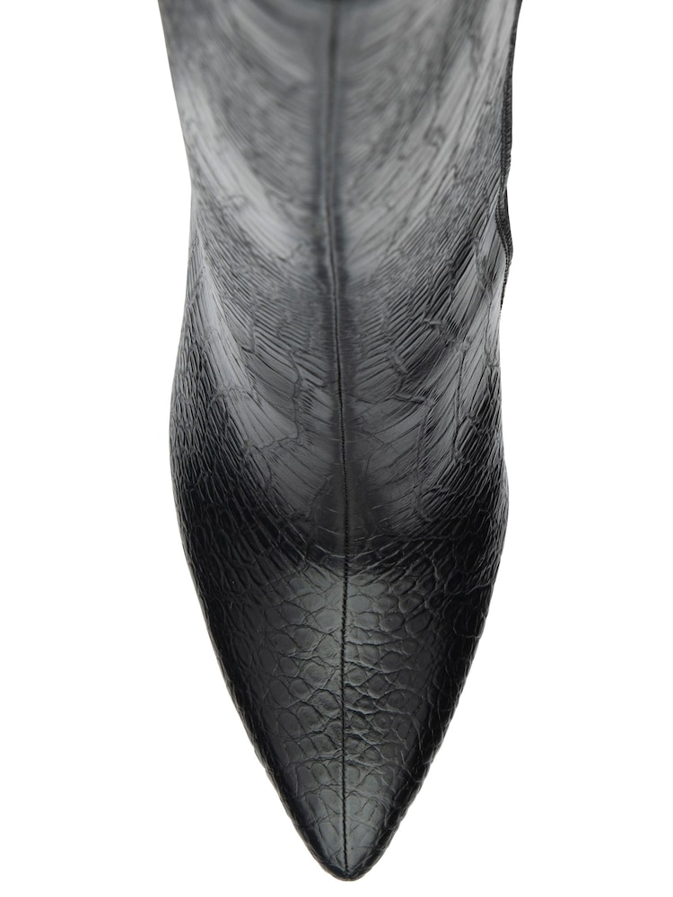Ravel Black Reptile-Print Stiletto-Heel Knee-High Boots - Image 4 of 4