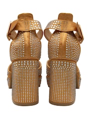 Ravel Gold Satin Heeled Sandals - Image 3 of 4