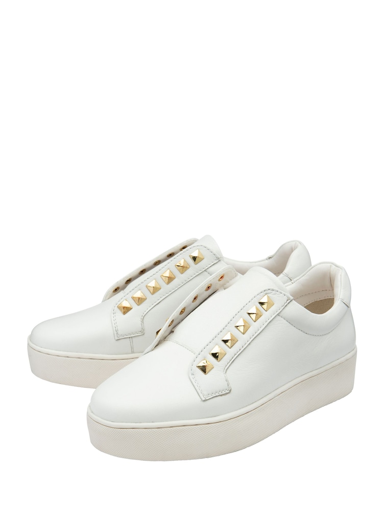 Ravel White Leather Slip-On Trainers - Image 2 of 4