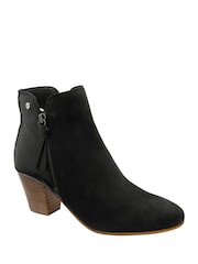 Ravel Black Suede Heeled Ankle Boots - Image 1 of 4