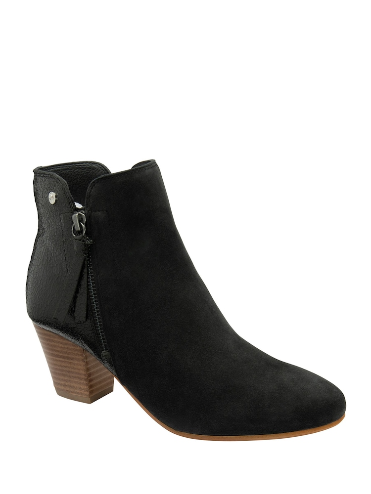 Ravel Black Suede Heeled Ankle Boots - Image 1 of 4