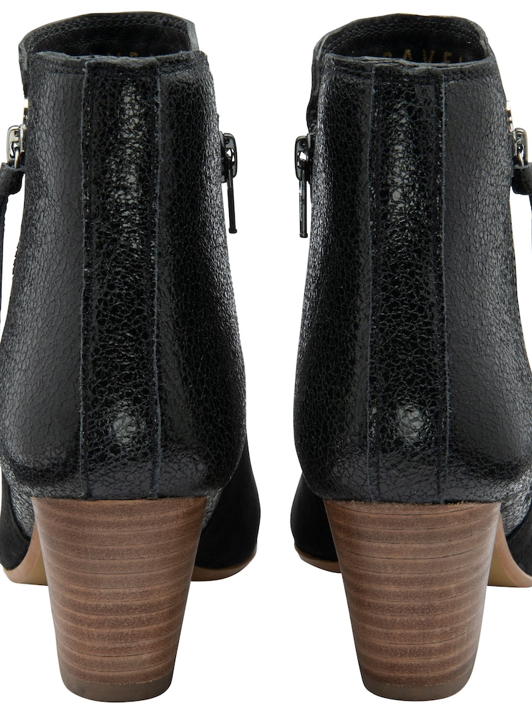 Ravel Black Suede Heeled Ankle Boots - Image 3 of 4