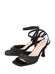 Ravel Black Peep-Toe Block-Heel Mule Sandals - Image 2 of 4