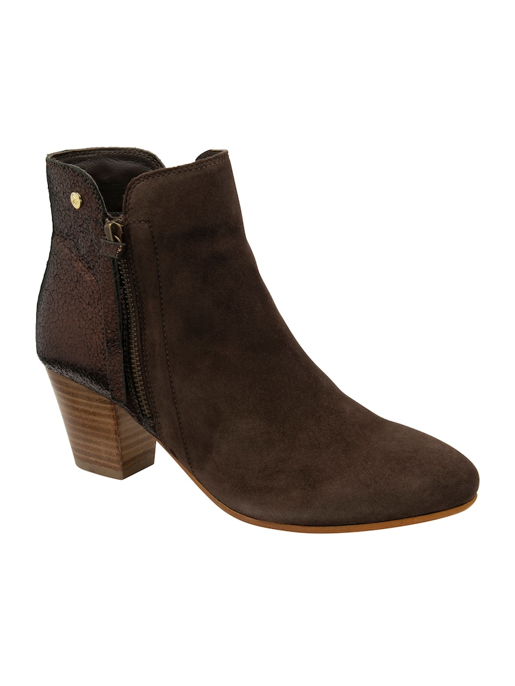 Ravel Brown Suede Heeled Ankle Boots - Image 1 of 4