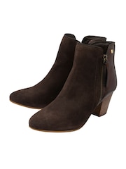 Ravel Brown Suede Heeled Ankle Boots - Image 2 of 4