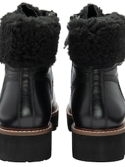 Ravel Black Leather Zip Up Ankle Boots - Image 3 of 4