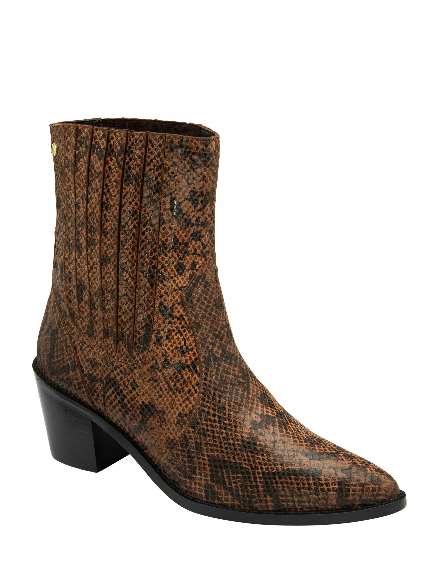 Snake print leather booties cheap