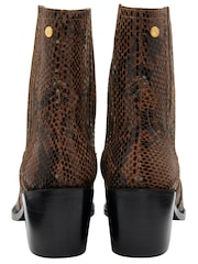 Ravel Brown Snake-Print Leather Ankle Boots - Image 3 of 4