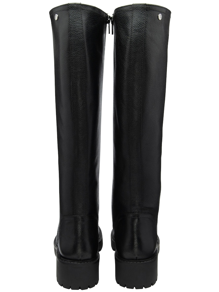 Ravel Black Leather Round-Toe Zip-Up Knee-High Boots - Image 2 of 4