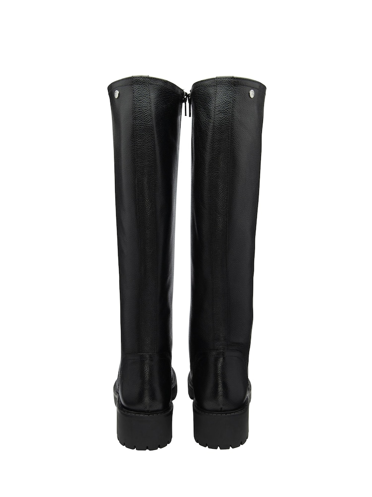 Ravel Black Leather Round-Toe Zip-Up Knee-High Boots - Image 3 of 4