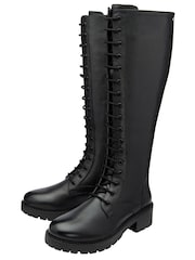 Ravel Black Leather Round-Toe Zip-Up Knee-High Boots - Image 4 of 4