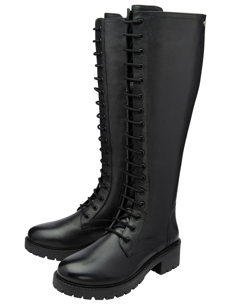 Ravel Black Leather Round-Toe Zip-Up Knee-High Boots - Image 4 of 4