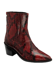 Ravel Red Snake-Print Leather Ankle Boots - Image 1 of 4