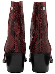 Ravel Red Snake-Print Leather Ankle Boots - Image 2 of 4