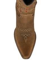 Ravel Brown Suede Leather Mid Calf Zip-Up Western Cowboy Boots - Image 4 of 4