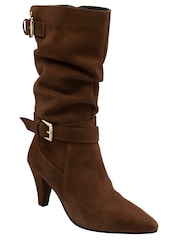 Ravel Brown Suede Pointed-Toe Mid-Calf Boots - Image 1 of 4