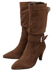 Ravel Brown Suede Pointed-Toe Mid-Calf Boots - Image 2 of 4