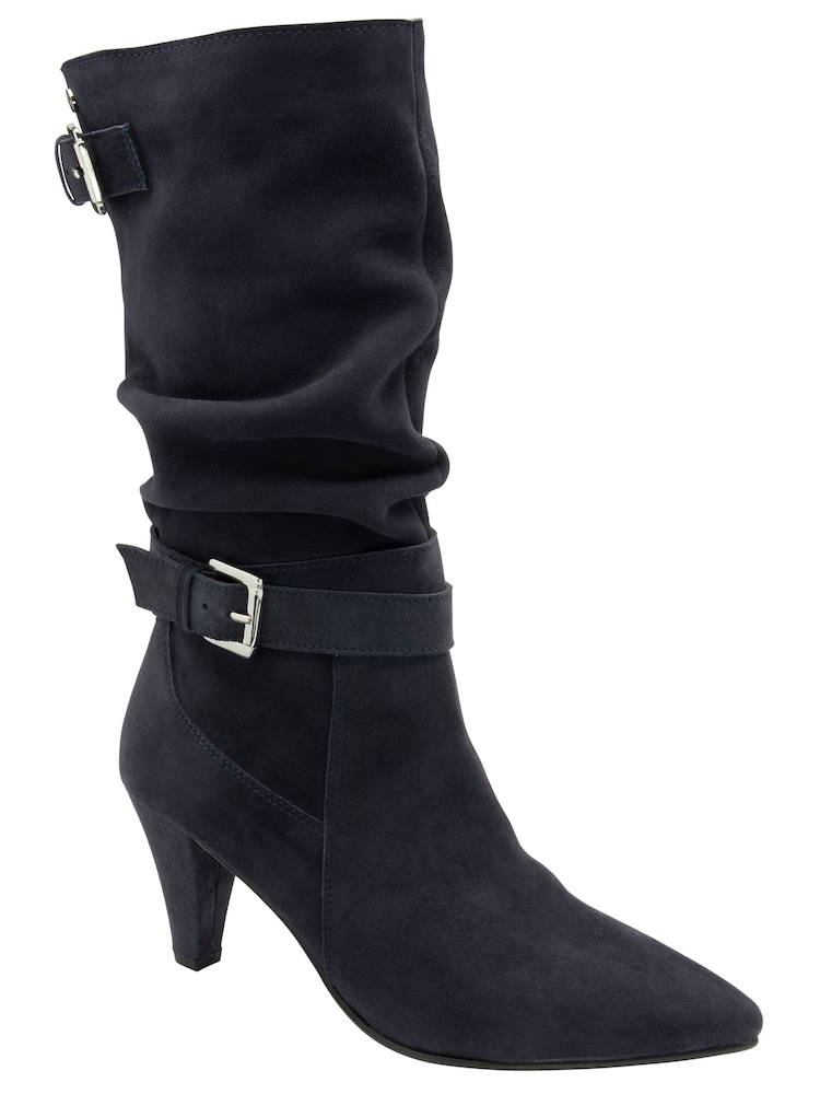 Ravel Blue Suede Pointed-Toe Mid-Calf Boots - Image 1 of 4
