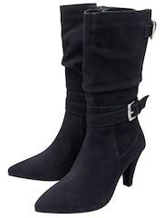 Ravel Blue Suede Pointed-Toe Mid-Calf Boots - Image 2 of 4