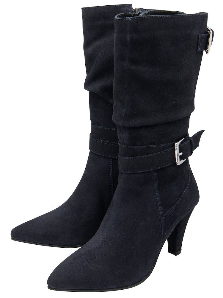 Ravel Blue Suede Pointed-Toe Mid-Calf Boots - Image 2 of 4