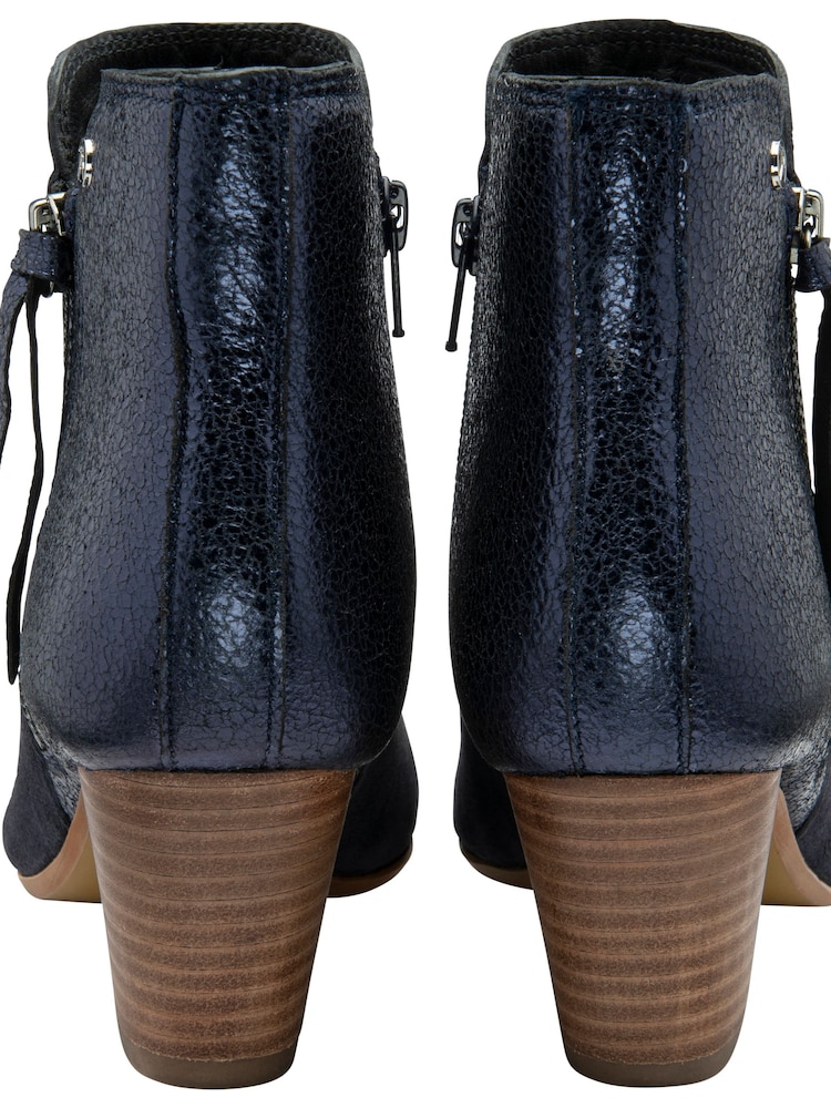 Ravel Blue Suede Heeled Ankle Boots - Image 3 of 4