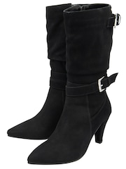 Ravel Black Suede Pointed-Toe Mid-Calf Boots - Image 2 of 4