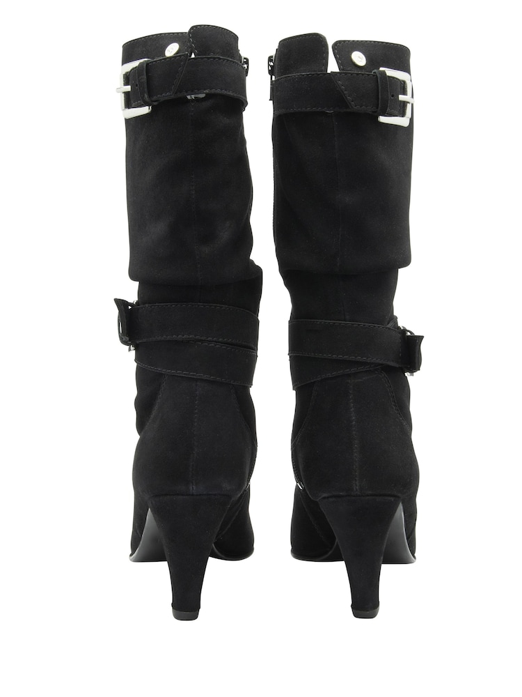 Ravel Black Suede Pointed-Toe Mid-Calf Boots - Image 3 of 4