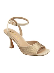 Ravel Gold Peep-Toe Block-Heel Mule Sandals - Image 1 of 4