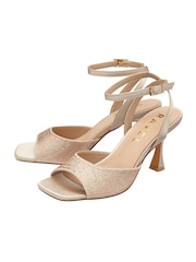Ravel Gold Peep-Toe Block-Heel Mule Sandals - Image 2 of 4