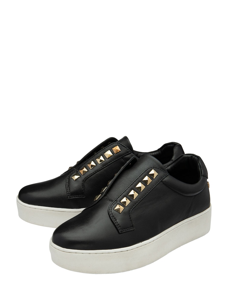 Черный - Ravel Leather Slip-On Trainers - Image 2 of 4