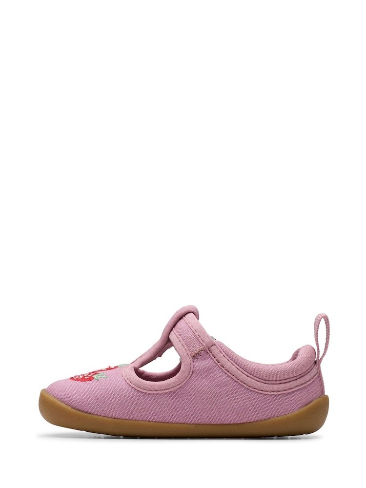 Clarks Pink Wide Fit (G) Pre-Walker Grow Toddler Canvas Shoes - Image 2 of 7
