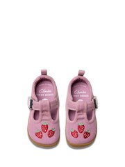 Clarks Pink Wide Fit (G) Pre-Walker Grow Toddler Canvas Shoes - Image 6 of 7