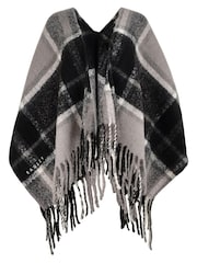 Radley London Fluffy Check Black Poncho - Image 1 of 1