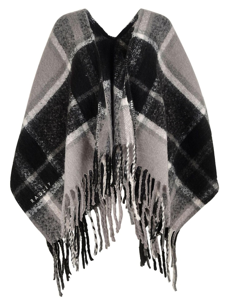 Radley London Fluffy Check Black Poncho - Image 1 of 1