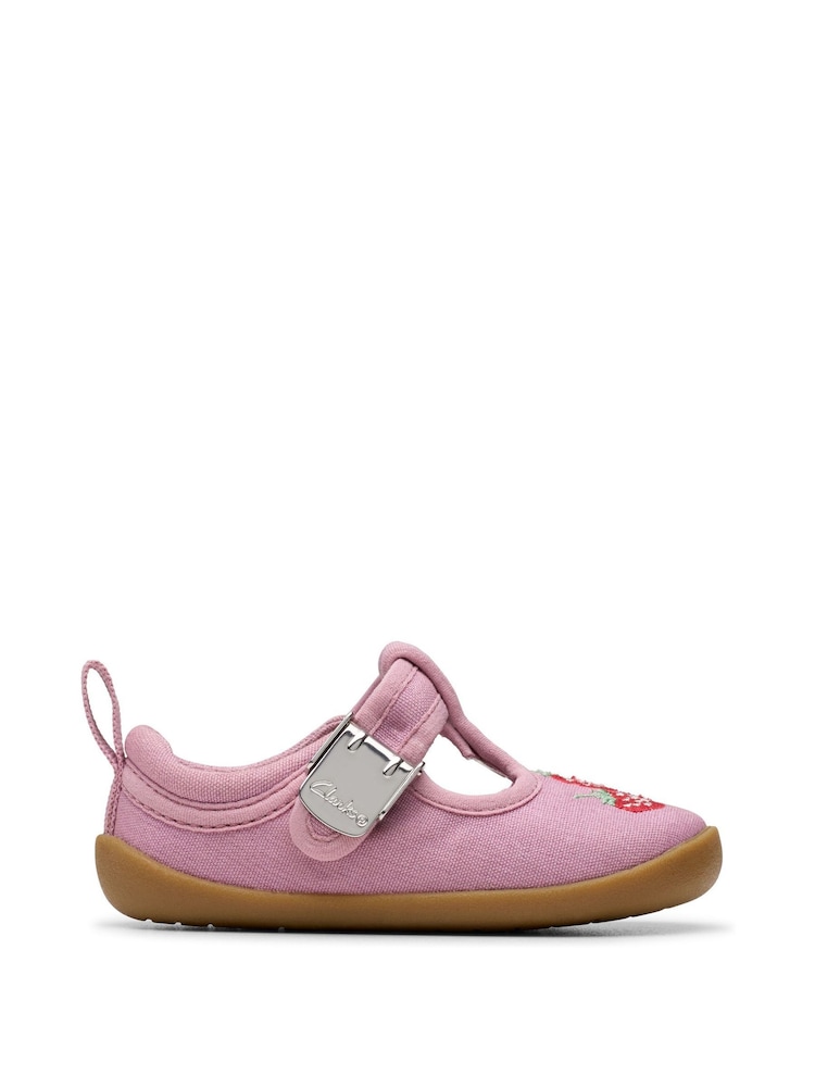 Clarks Pink Standard Fit (F) Pre-Walker Grow Toddler Canvas Shoes - Image 2 of 7