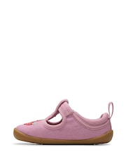 Clarks Pink Standard Fit (F) Pre-Walker Grow Toddler Canvas Shoes - Image 3 of 7
