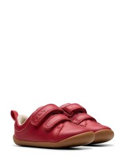Clarks Red Wide Fit (G) Leather First Walker Craft Toddler Shoes - Image 4 of 7