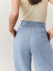 Blauwe chambray - Elastische broek met wijde pijpen aan de achterkant en linnen - Image 5 of 5