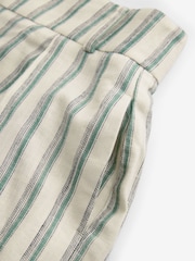Green/Ecru Striped Elastic Back Wide Leg Trousers With Linen - Image 6 of 7