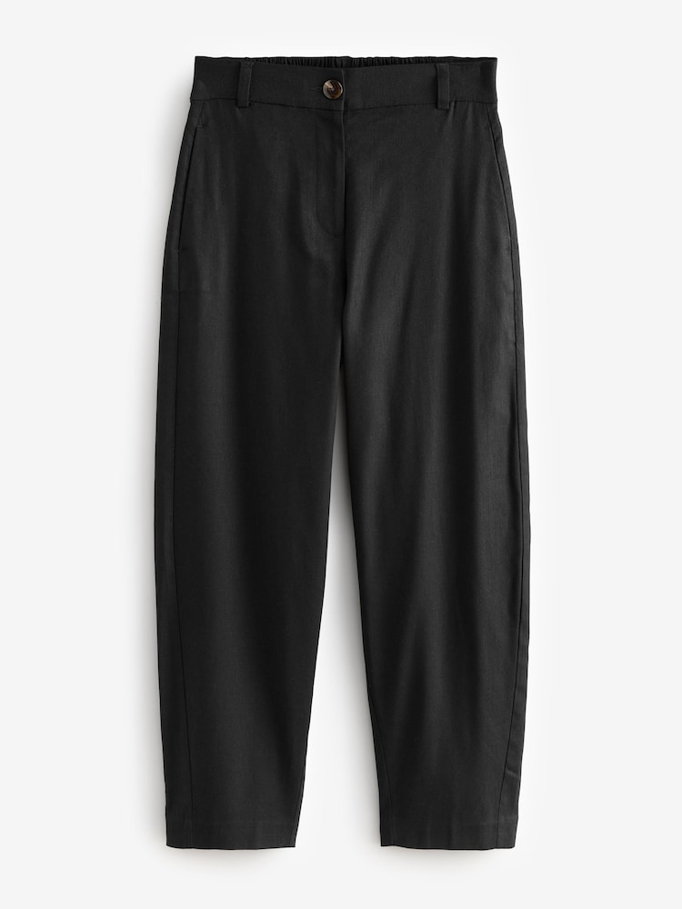 Zwart - Broek met elastische taille en wijde pijpen van linnen - Image 4 of 6