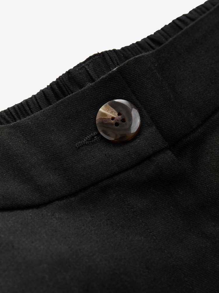 Zwart - Broek met elastische taille en wijde pijpen van linnen - Image 5 of 6