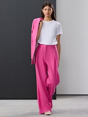Roze - Elastische broek met wijde pijpen aan de achterkant en linnen - Image 1 of 4