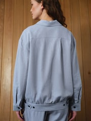 Bleu - Blouson aviateur Lin Rich zippé - Image 4 of 8