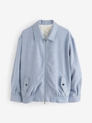 Bleu - Blouson aviateur Lin Rich zippé - Image 6 of 8