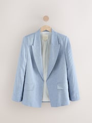 Bleu - Blazer ajusté avec lin - Image 5 of 9