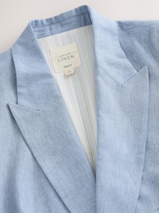 Bleu - Blazer ajusté avec lin - Image 6 of 9