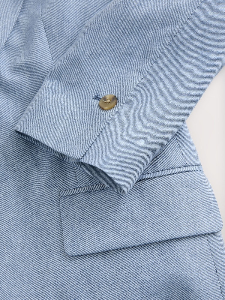 Bleu - Blazer ajusté avec lin - Image 8 of 9